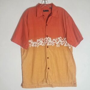 No Boundaries Shirt Mens Large Orange Hawaiian Vintage Skater Y2K Cotton Walmart